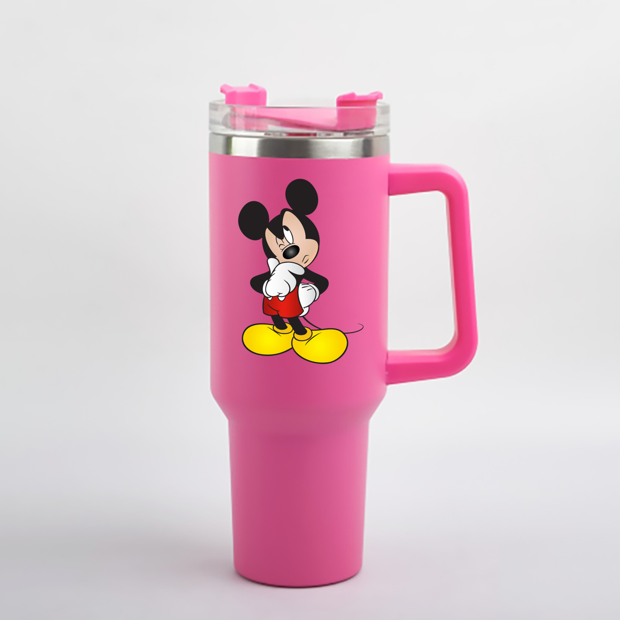 （画像用） ミッキーマウス Mickey Mouse 1200mL車用タンブラー - クリスタルステッカー（プラスチックストロー付き）